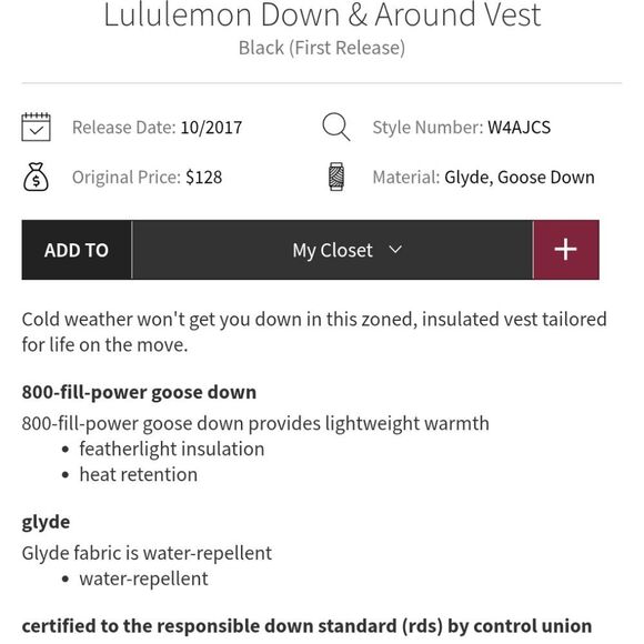 Lululemon Down & Around Vest Black 800-fill Goose Down Size 8 - Picture 12 of 13